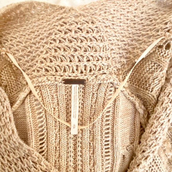 Free People Camel Combo Cable Crochet Cardigan S - Picture 4 of 6